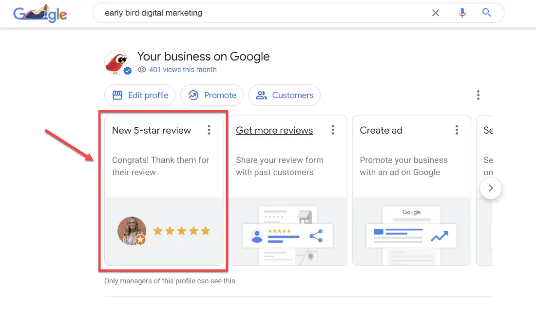 Google review notification