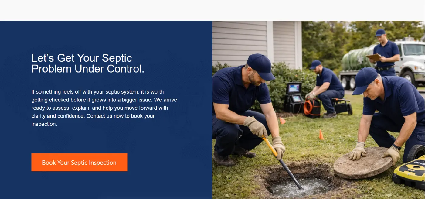 Bloomquist Septic service section website screenshot