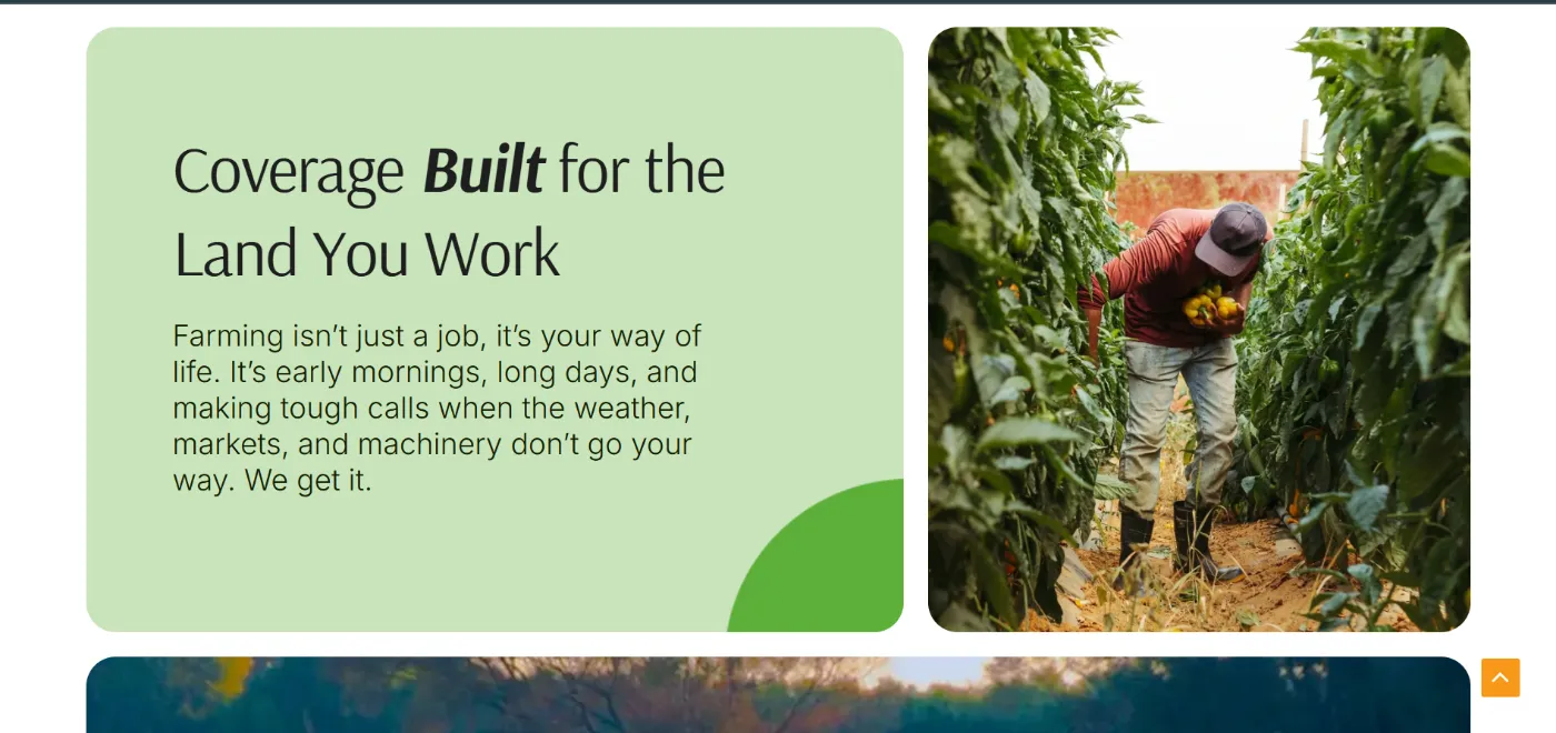 Coverage built for the land you work section on Growers Agriculture Insurance website