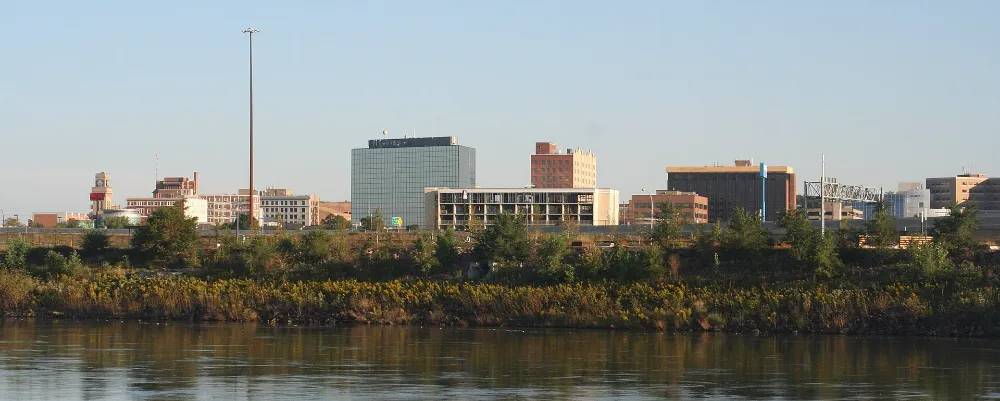 Sioux City Iowa skyline viewed across the Missouri River