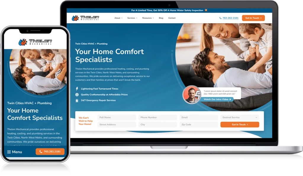 WordPress Development Iowa website design preview on desktop and mobile devices
