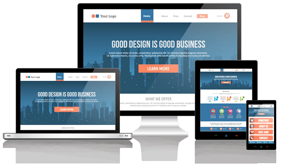 WordPress development Iowa process shown across desktop mobile and tablet devices