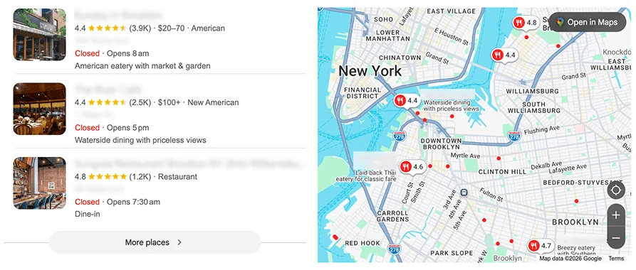 Google Maps local 3-pack results